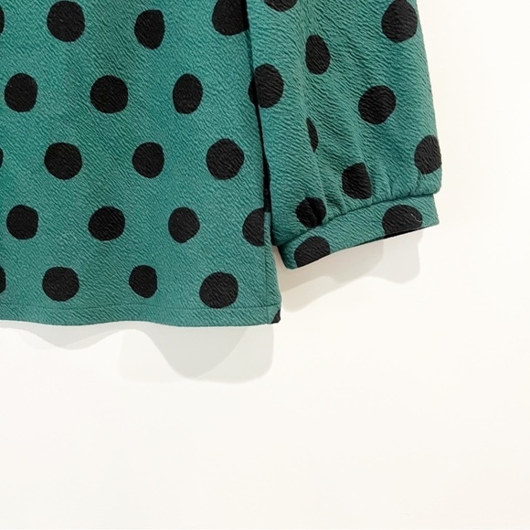 Maeve Anthropologie Green Black Polka Dot Pullover Top - Picture 6 of 10